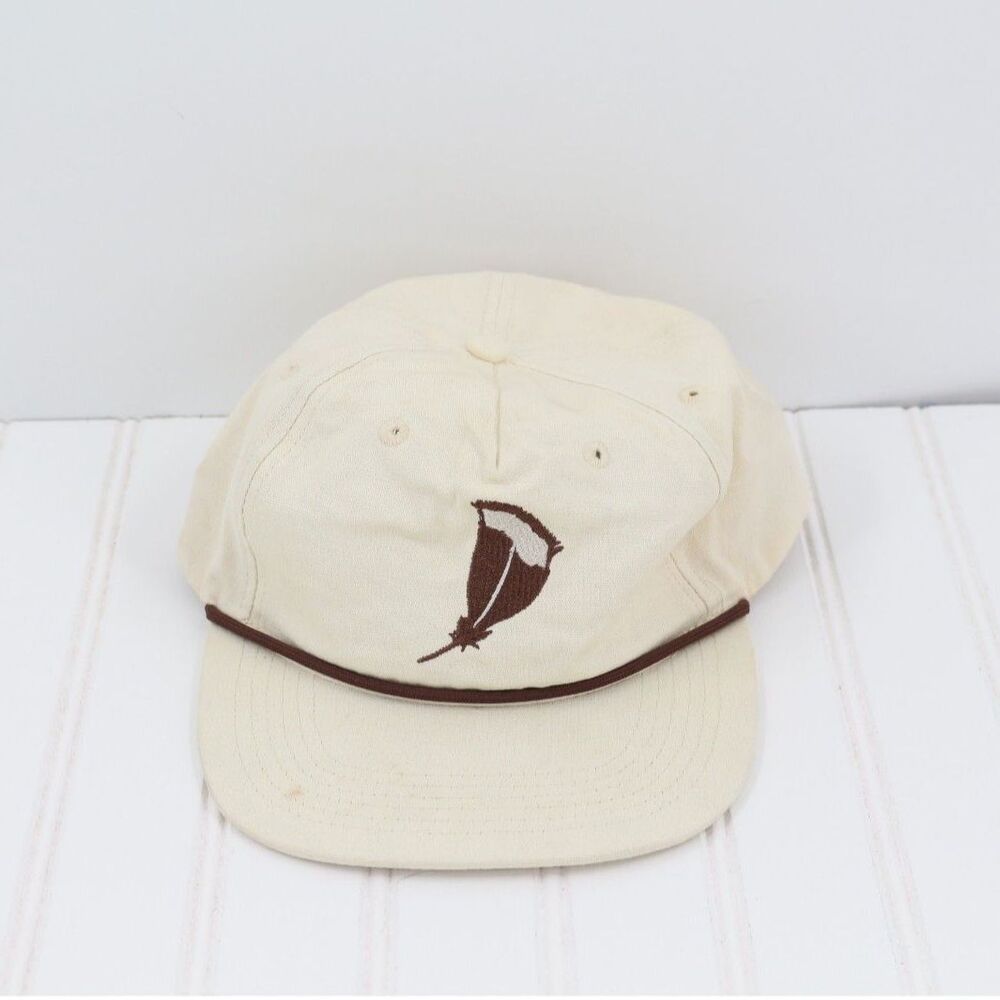 Lost Hat Co. Goat Rope Feather Embroidered Graphic Snapback One Size Cream